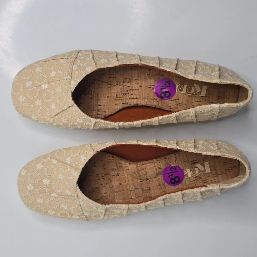 Korks Kork Ease Womens Palmer Slip On Fabric Ballet Flats Floral Embroidered 8.5